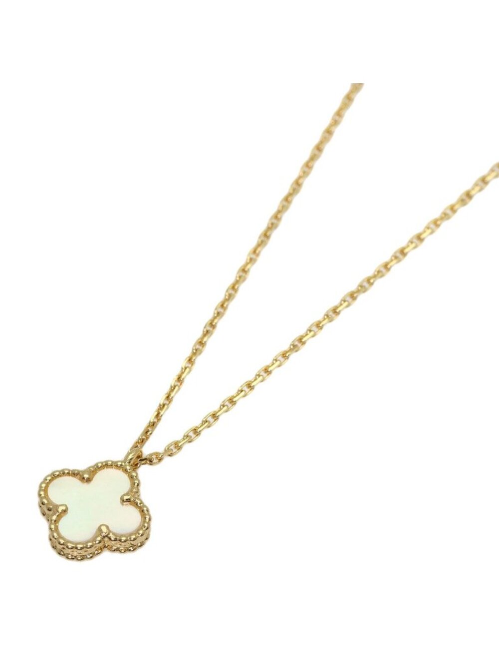 Van Cleef & Arpels Sweet Alhambra White Shell Necklace 18k Yellow Gold